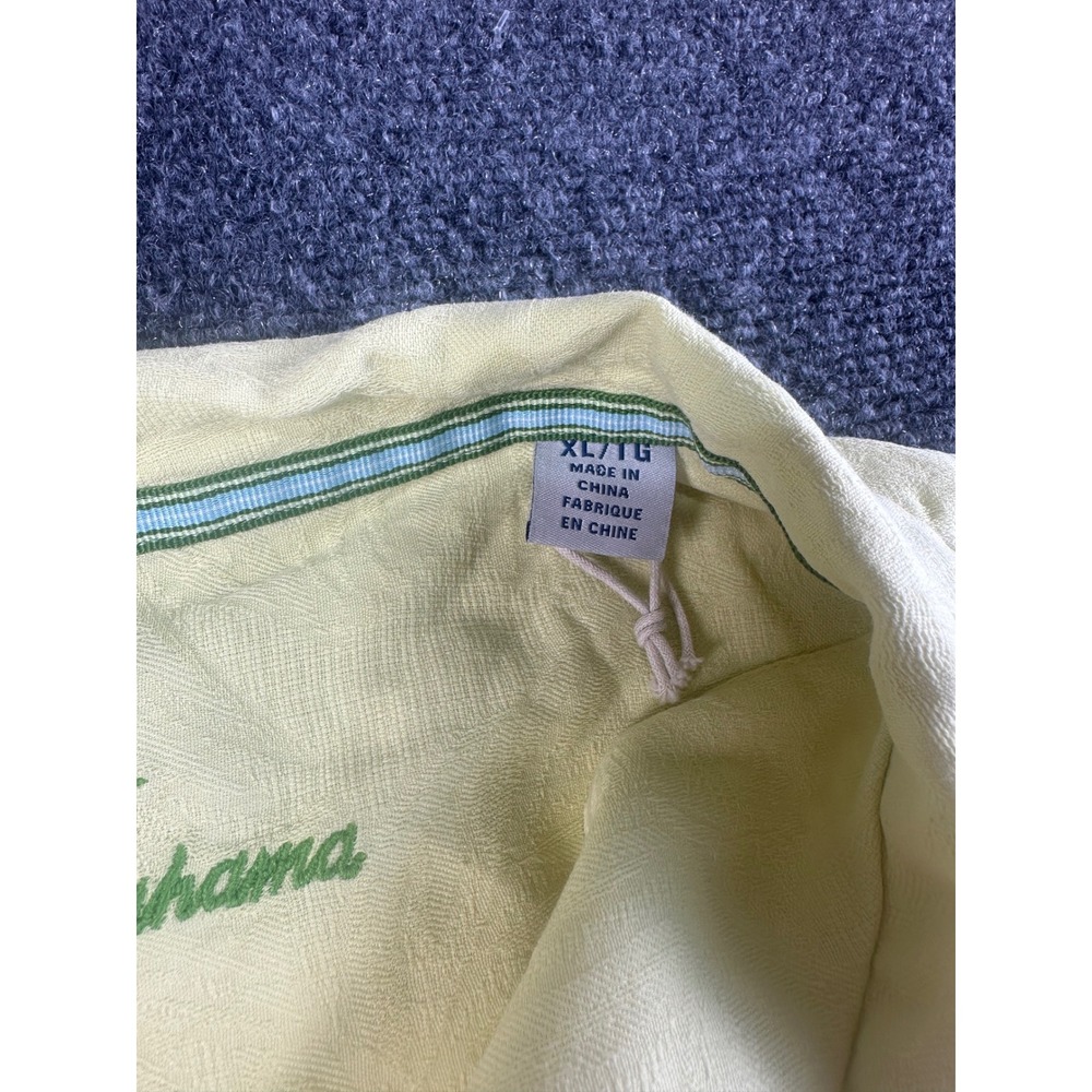 Tommy Bahama Mens XL Yellow 100% Silk Short Sleeve Palm Jacquard Camp Shirt - Picture 4 of 9